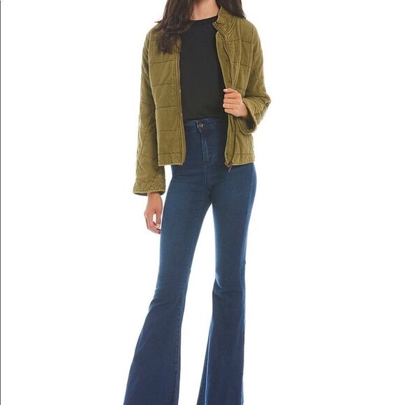 Full Zip Long Sleeve Washed Knit Stand Collar Quilted Statement Jacket - Picture 1 of 5